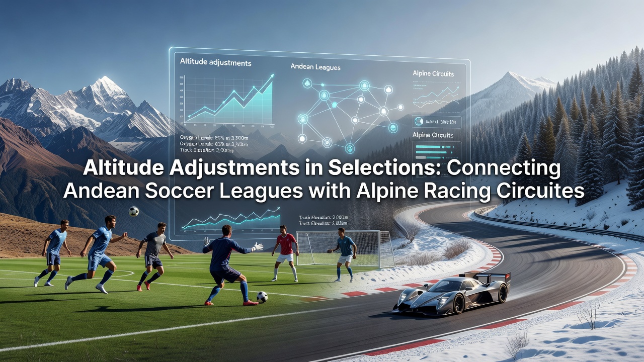 Data visualization overlay showing elevation-adjusted accumulator paths between Andean soccer and alpine racing events