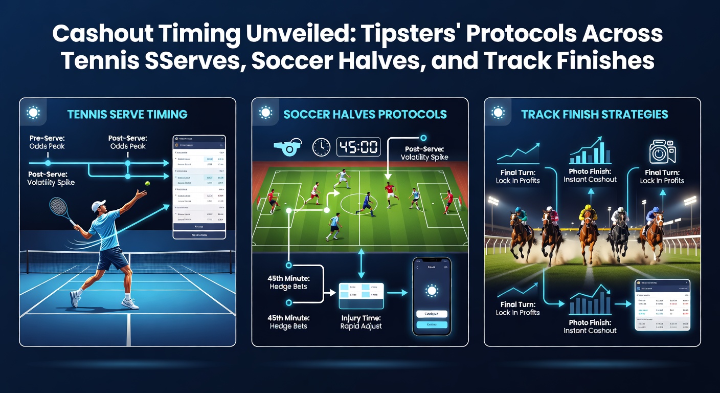 Dynamic split-screen of soccer halftime cashout interface alongside track race finish with timing overlays