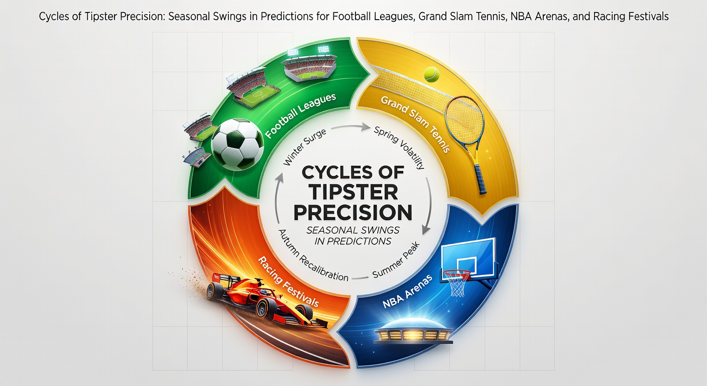 Graph showing seasonal accuracy peaks and troughs for tipsters across football, tennis, NBA, and racing