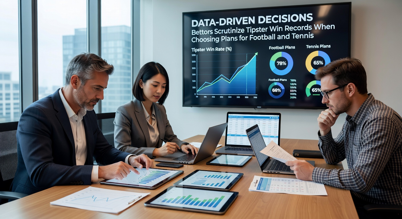 Graph displaying tipster win rates over time for football matches and tennis tournaments, highlighting peaks in performance during key seasons