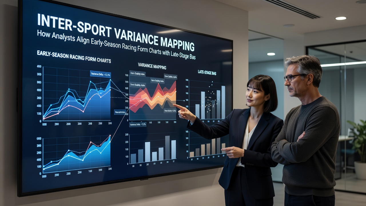Data visualization showing variance mapping between racing form and basketball efficiency metrics