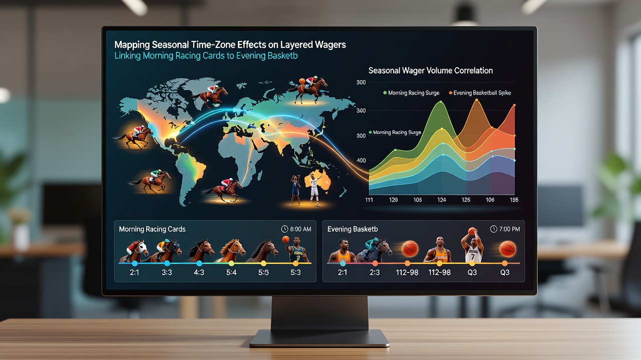 Detailed mapping of time zone transitions from morning racing to evening basketball and soccer layered wagers