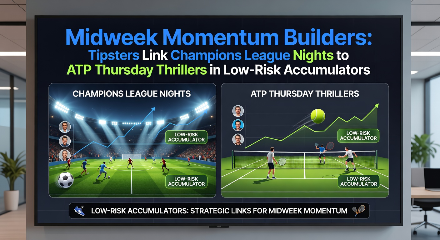 Tipsters reviewing Champions League fixtures alongside ATP Thursday matchups on screens filled with odds and stats