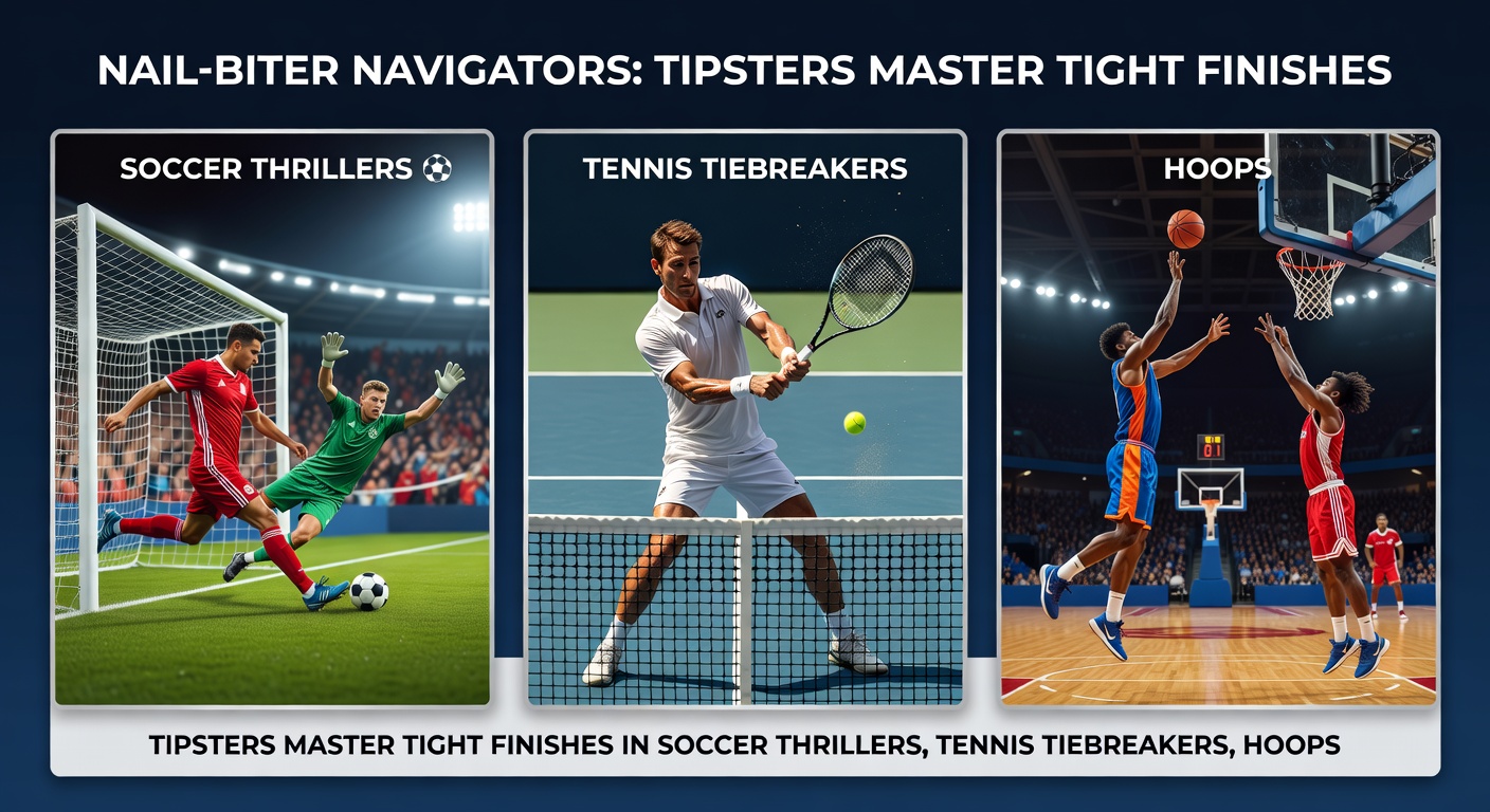 Close-up of a tennis tiebreaker with players locked in intense rally, data overlays showing tipster prediction metrics