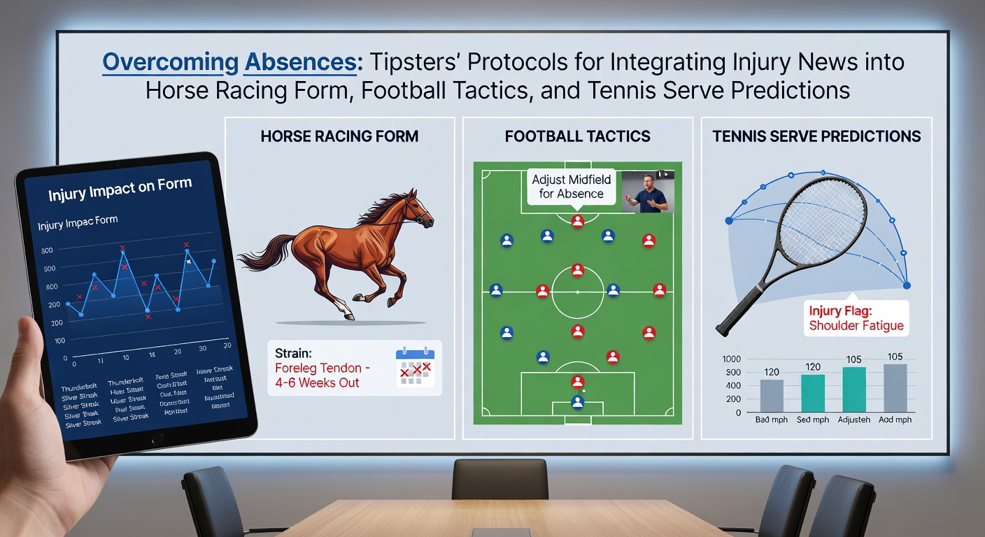 Tipster analyzing horse racing form sheets alongside injury reports on a laptop screen during a busy racing day