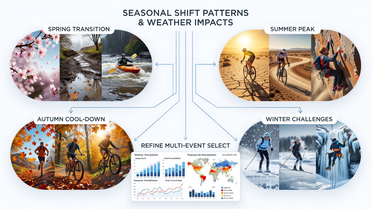 Data charts showing weather correlations across tennis, horse racing, and soccer events
