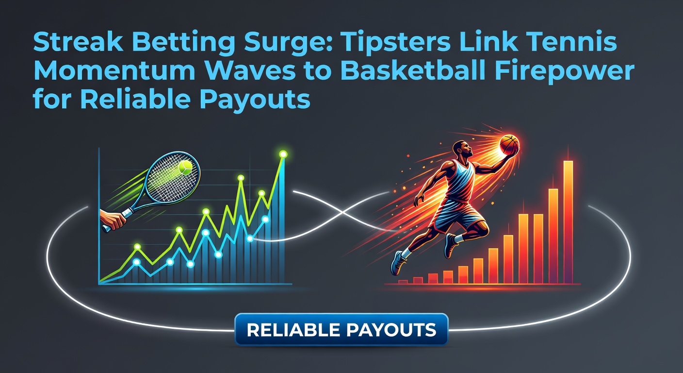 Tipster analyzing tennis streak patterns overlaid with basketball scoring runs on a betting dashboard