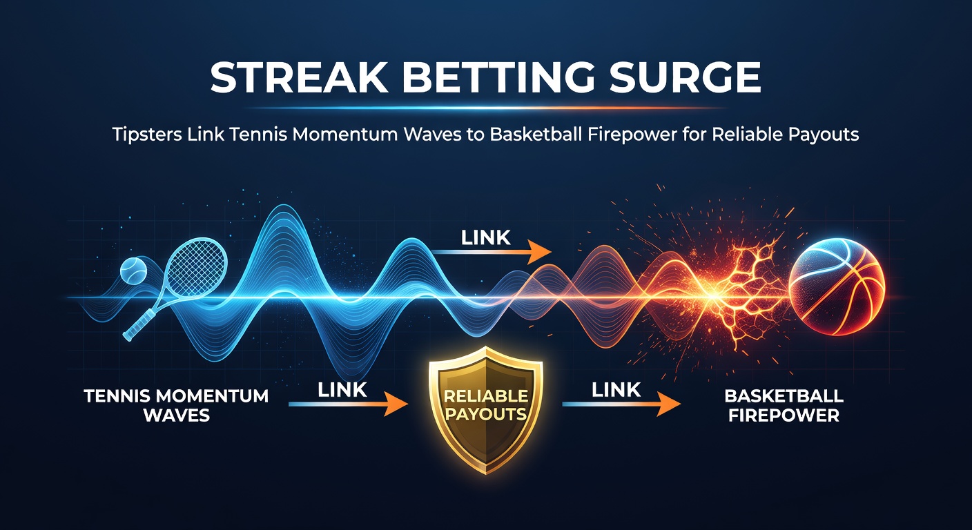 Graph showing synchronized tennis game streaks and basketball scoring runs in a tipster's successful parlay