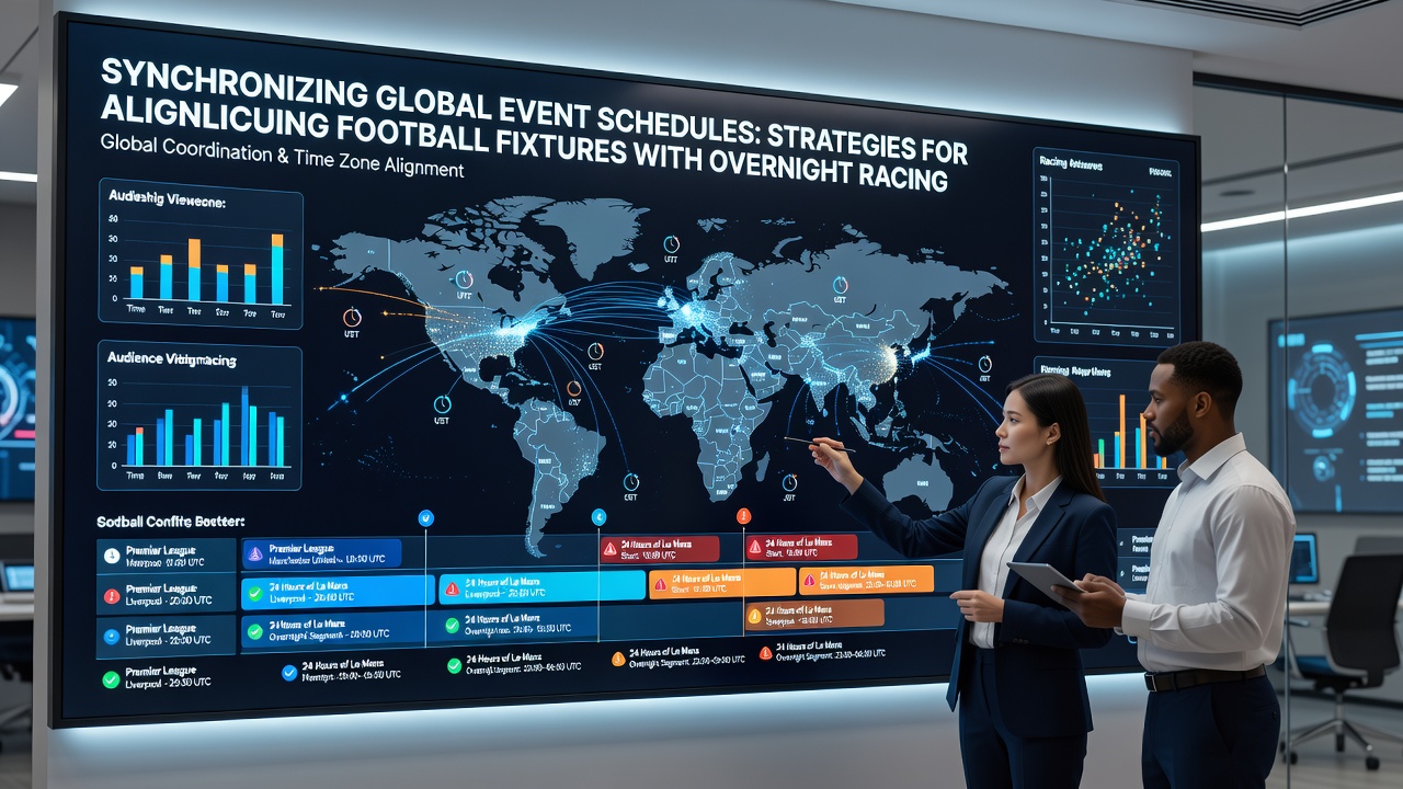 Detailed timeline chart illustrating aligned football fixtures and overnight horse racing cards