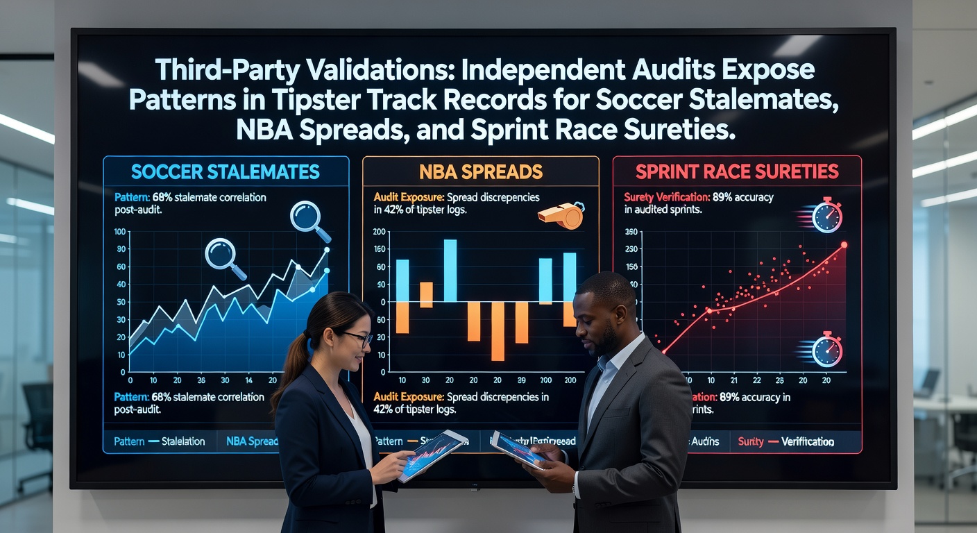Bar chart displaying independent audit results on tipster success rates across soccer draws, NBA point spreads, and sprint race predictions, highlighting consistent patterns in verified records