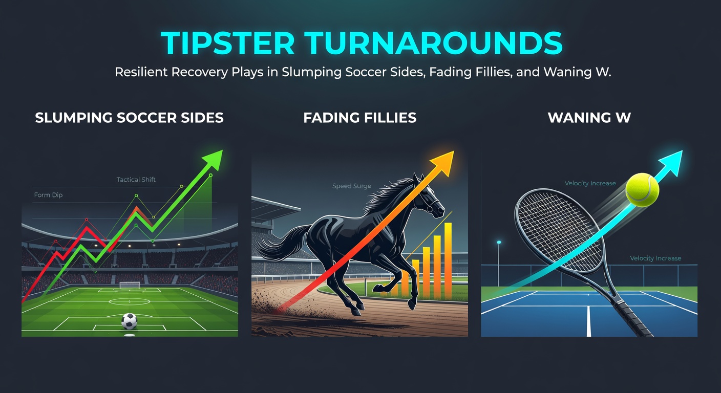 Close-up of a filly powering through a turnaround win, overlaid with soccer goal celebration and tennis ace on grass court