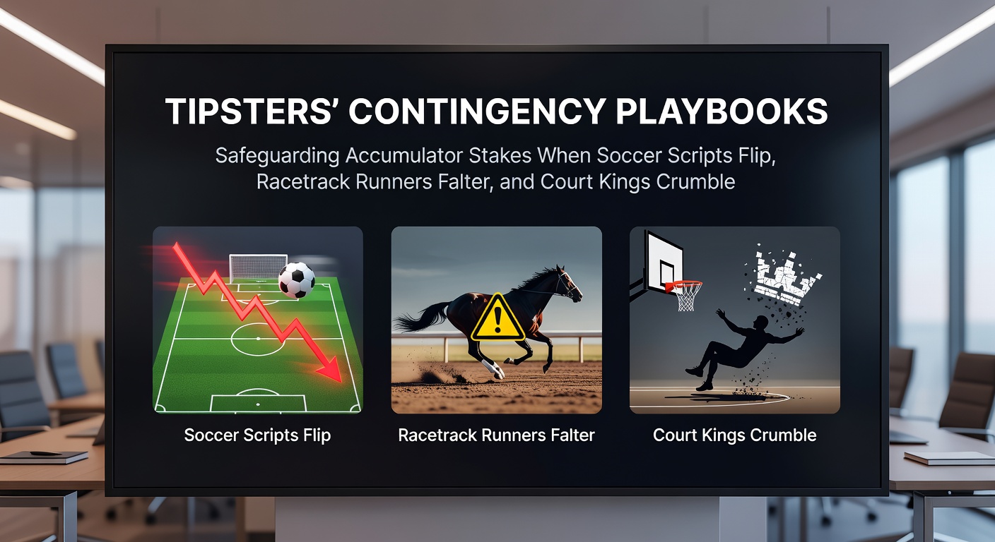 Tipster reviewing contingency options on a multi-screen setup during a live soccer match upset