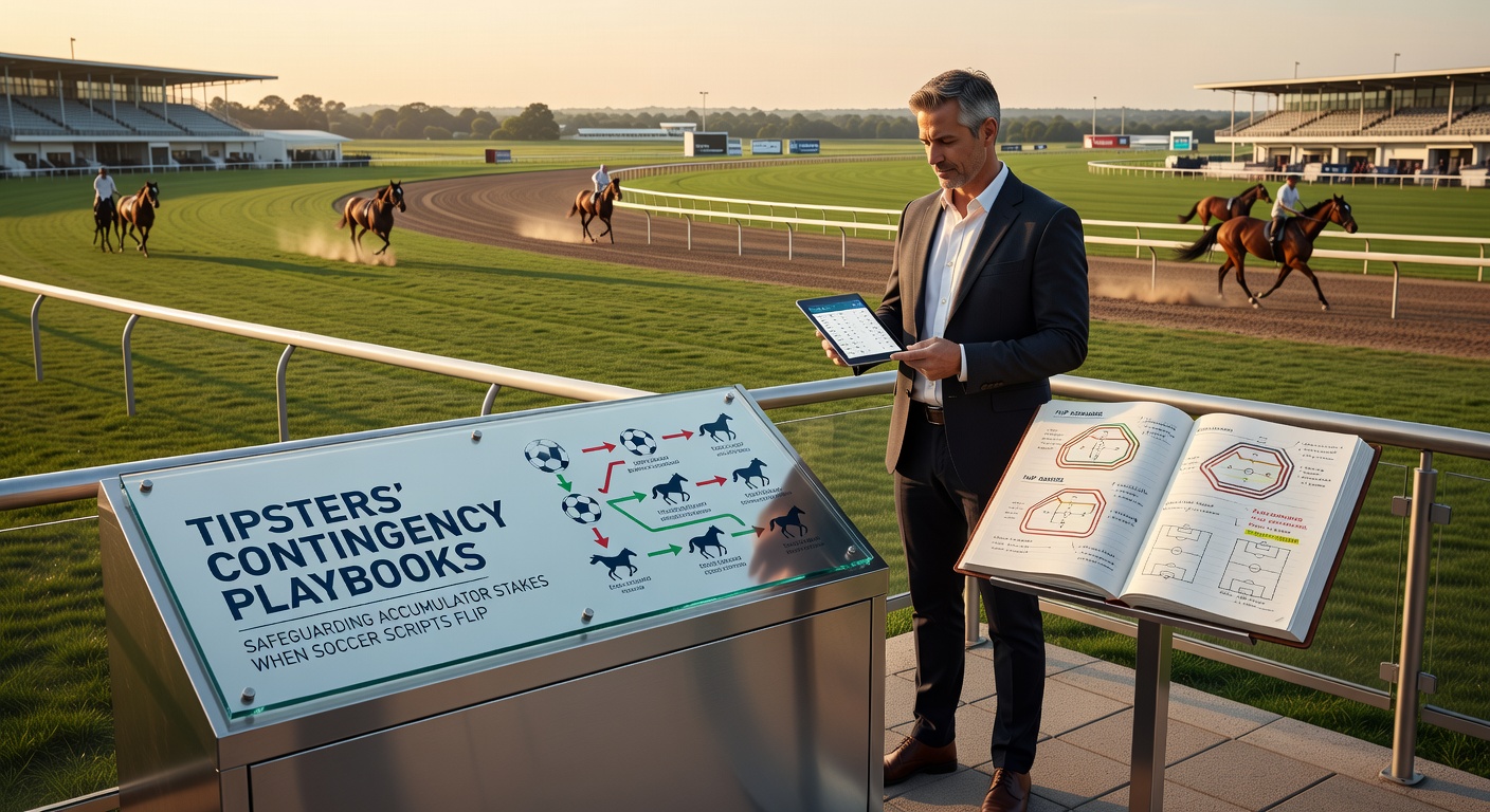 Close-up of a tipster's notebook detailing fallback bets for a faltering horse race accumulator